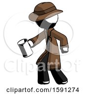 Poster, Art Print Of Ink Detective Man Begger Holding Can Begging Or Asking For Charity Facing Left