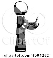 Ink Clergy Man Holding Noodles Offering To Viewer