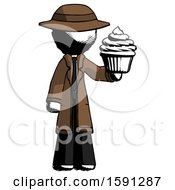 Poster, Art Print Of Ink Detective Man Presenting Pink Cupcake To Viewer