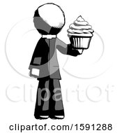 Poster, Art Print Of Ink Clergy Man Presenting Pink Cupcake To Viewer