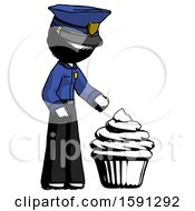 Poster, Art Print Of Ink Police Man With Giant Cupcake Dessert