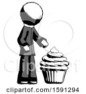 Poster, Art Print Of Ink Clergy Man With Giant Cupcake Dessert