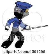 Poster, Art Print Of Ink Police Man Stabbing With Ninja Sword Katana