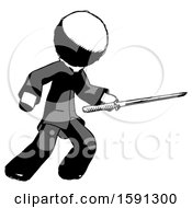 Poster, Art Print Of Ink Clergy Man Stabbing With Ninja Sword Katana