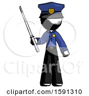 Ink Police Man Standing Up With Ninja Sword Katana