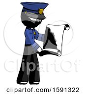 Poster, Art Print Of Ink Police Man Holding Blueprints Or Scroll