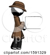 Poster, Art Print Of Ink Detective Man Show Tablet Device Computer To Viewer Blank Area
