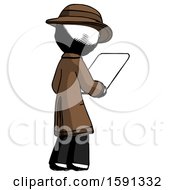 Poster, Art Print Of Ink Detective Man Looking At Tablet Device Computer Facing Away