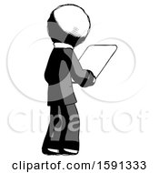 Poster, Art Print Of Ink Clergy Man Looking At Tablet Device Computer Facing Away