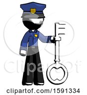 Ink Police Man Holding Key Made Of Gold