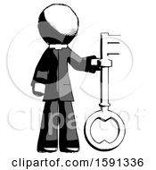 Ink Clergy Man Holding Key Made Of Gold