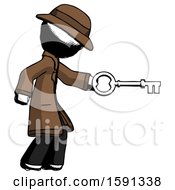 Ink Detective Man With Big Key Of Gold Opening Something