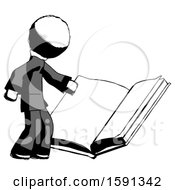 Poster, Art Print Of Ink Clergy Man Reading Big Book While Standing Beside It