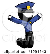 Ink Police Man Jumping Or Kneeling With Gladness