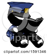 Ink Police Man Reading Book While Sitting Down