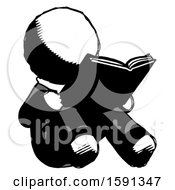 Poster, Art Print Of Ink Clergy Man Reading Book While Sitting Down