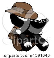 Ink Detective Man Reading Book While Sitting Down