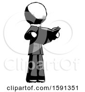 Poster, Art Print Of Ink Clergy Man Reading Book While Standing Up Facing Away