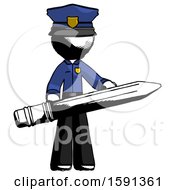 Poster, Art Print Of Ink Police Man Writer Or Blogger Holding Large Pencil