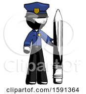 Poster, Art Print Of Ink Police Man With Large Pencil Standing Ready To Write