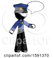 Poster, Art Print Of Ink Police Man With Word Bubble Talking Chat Icon