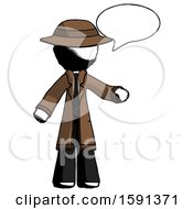 Poster, Art Print Of Ink Detective Man With Word Bubble Talking Chat Icon