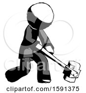 Poster, Art Print Of Ink Clergy Man Hitting With Sledgehammer Or Smashing Something At Angle