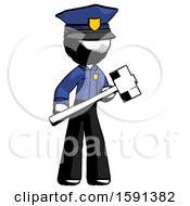 Poster, Art Print Of Ink Police Man With Sledgehammer Standing Ready To Work Or Defend