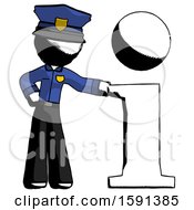 Poster, Art Print Of Ink Police Man With Info Symbol Leaning Up Against It