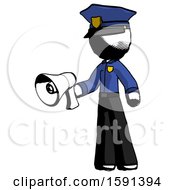 Poster, Art Print Of Ink Police Man Holding Megaphone Bullhorn Facing Right