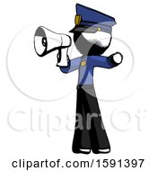 Poster, Art Print Of Ink Police Man Shouting Into Megaphone Bullhorn Facing Left
