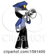 Poster, Art Print Of Ink Police Man Shouting Into Megaphone Bullhorn Facing Right