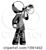 Poster, Art Print Of Ink Clergy Man Shouting Into Megaphone Bullhorn Facing Right