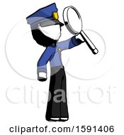 Ink Police Man Inspecting With Large Magnifying Glass Facing Up