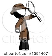 Poster, Art Print Of Ink Detective Man Inspecting With Large Magnifying Glass Facing Up