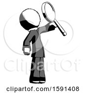 Ink Clergy Man Inspecting With Large Magnifying Glass Facing Up