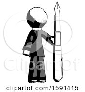 Poster, Art Print Of Ink Clergy Man Holding Giant Calligraphy Pen