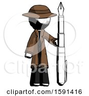 Poster, Art Print Of Ink Detective Man Holding Giant Calligraphy Pen