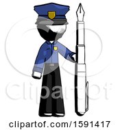 Poster, Art Print Of Ink Police Man Holding Giant Calligraphy Pen