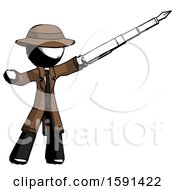 Poster, Art Print Of Ink Detective Man Pen Is Mightier Than The Sword Calligraphy Pose
