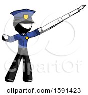 Poster, Art Print Of Ink Police Man Pen Is Mightier Than The Sword Calligraphy Pose