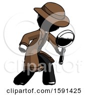 Poster, Art Print Of Ink Detective Man Inspecting With Large Magnifying Glass Right