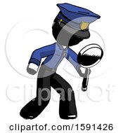 Poster, Art Print Of Ink Police Man Inspecting With Large Magnifying Glass Right