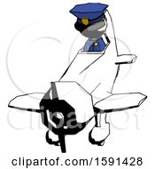 Poster, Art Print Of Ink Police Man In Geebee Stunt Plane Descending Front Angle View