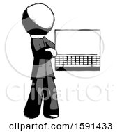 Poster, Art Print Of Ink Clergy Man Holding Laptop Computer Presenting Something On Screen