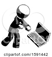 Ink Clergy Man Throwing Laptop Computer In Frustration