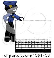 Poster, Art Print Of Ink Police Man Beside Large Laptop Computer Leaning Against It