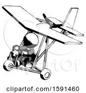 Poster, Art Print Of Ink Clergy Man In Ultralight Aircraft Top Side View