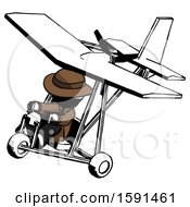 Poster, Art Print Of Ink Detective Man In Ultralight Aircraft Top Side View