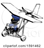 Poster, Art Print Of Ink Police Man In Ultralight Aircraft Top Side View